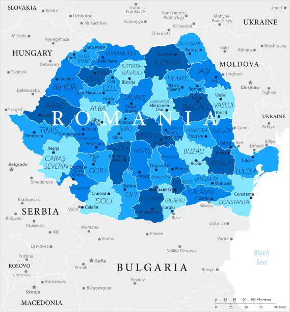 Vector illustration of 03 - Romania - Blue Spot 10