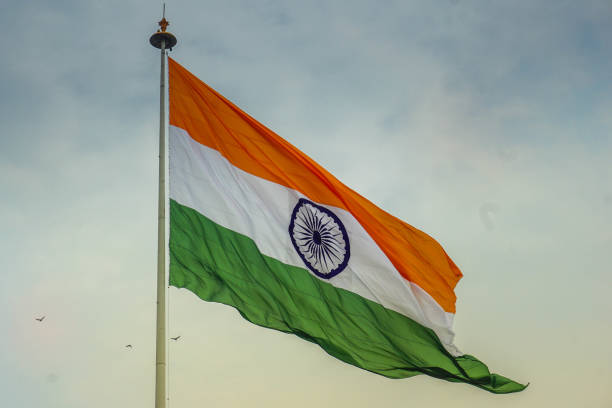 istock Indian flag waving in the wind 1044405392