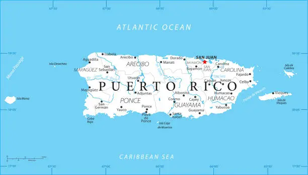 Vector illustration of Map of Puerto Rico - Vector