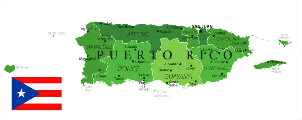 Vector illustration of 15 - Puerto Rico - Green Isolated 10