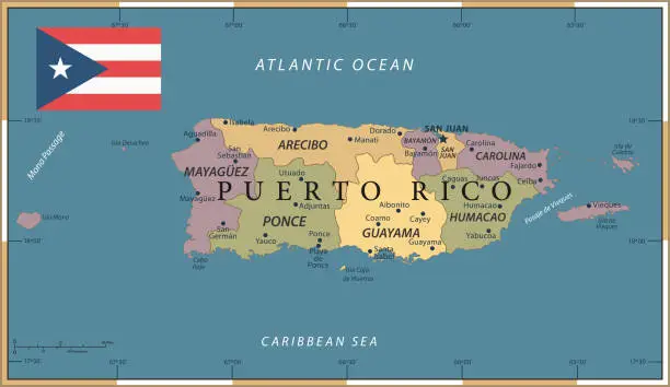 Vector illustration of 20 - Puerto Rico - Vintage Color Dark