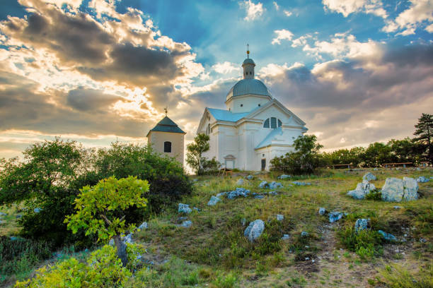 Beautiful and famous St. Sebastiano's chapel (svaty kopecek), Mikulov city, South Moravia Czech Republic