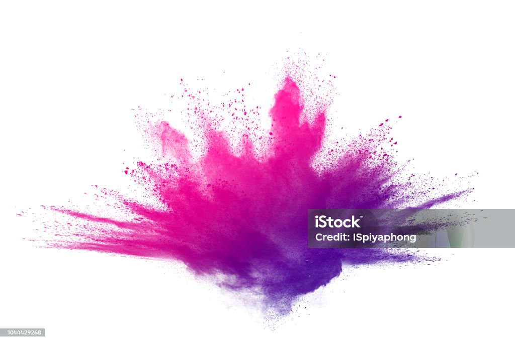 Colorful powder explosion on white background. Colored cloud. Colorful dust explode. Paint Holi. Abstract powder splatted background. Colorful powder explosion on white background. Colored cloud. Colorful dust explode. Paint Holi. Exploding Stock Photo