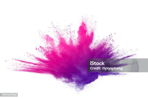 Colorful Powder Explosion On White Background Colored Cloud Colorful Dust Explode Paint Holi Stock Photo - Download Image Now