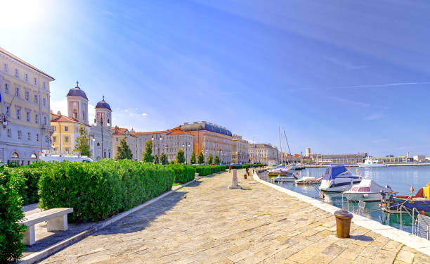 Trieste, Italy Trieste promenade and small port in Italy by Adriatic sea trieste stock pictures, royalty-free photos & images