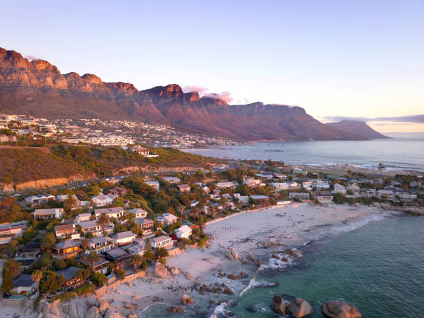 istock Clifton beach coastline, evening light on Table mountain 1044443768
