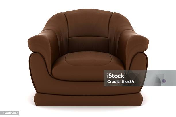 Brown Leather Armchair Isolated On White Background Stock Photo - Download Image Now