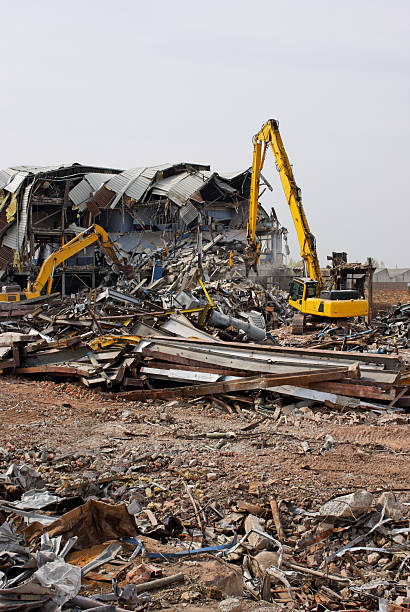 istock Yellow Excavators on Demolition Site 104445428