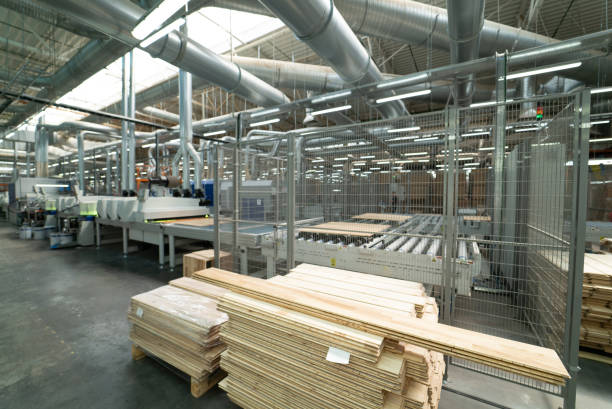 technology of manufacturing of a parquet board. The factory for the production of parquet inside.