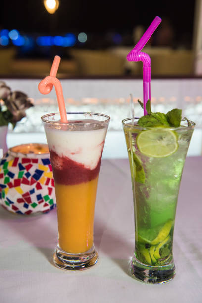 istock Non alcoholic fruit cocktail drink on table in restaurant 1044464546