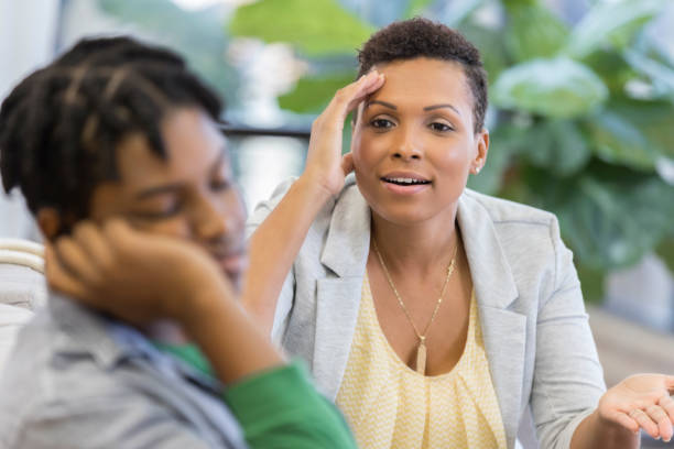 istock Frustrated mom argues with distant son 1044468856