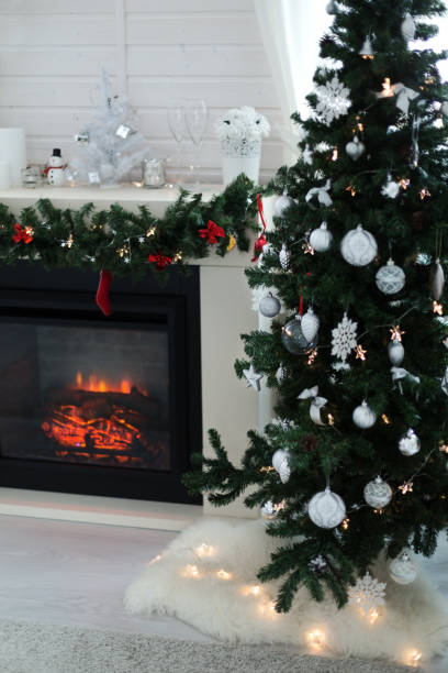istock Fireplace decorated for Christmas holidays 1044469948