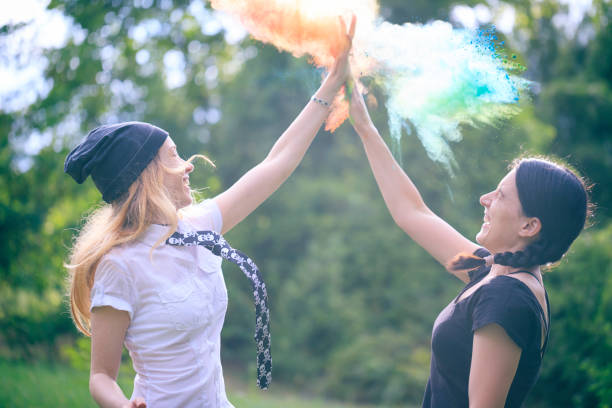 Colorful girls during the festival