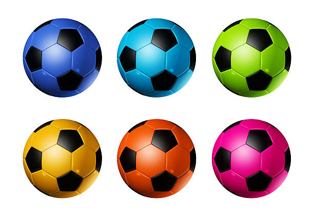 colored 3D soccer balls isolated on white - world football cup 2014
