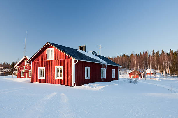 istock Small wooden houses in winter 104451690