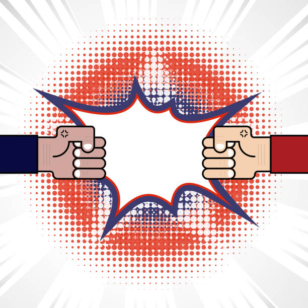 istock Fist & Competition.Blue & red arm.Resolving conflict or dispute resolution.Conflict and fighting.Business vector concept illustration 1044523120