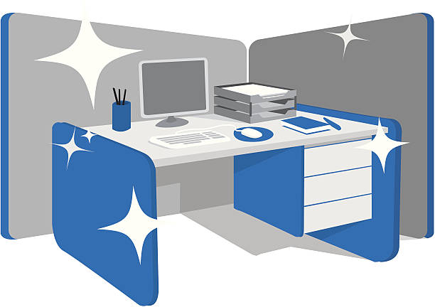 dọn dẹp bàn làm việc / khu vực làm việc - office cubicle hình minh họa sẵn có