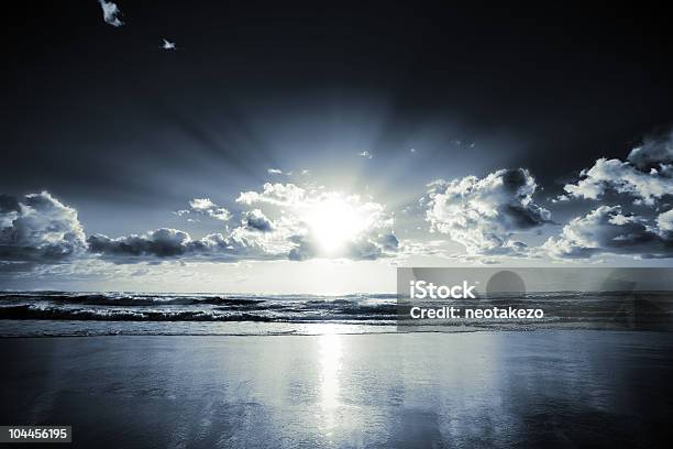 Dark Sunrise Stock Photo - Download Image Now - Beach, Black And White, Black Color