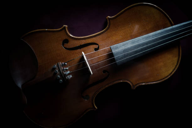 istock Violin closeup orchestra musical instruments isolated on black 1044567296