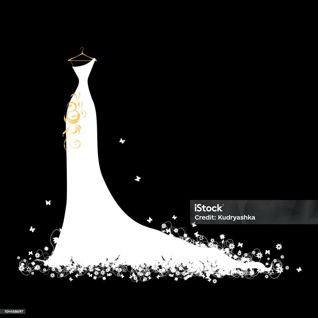 Vestido de Noiva Branco sobre hangers - Royalty-free Vestido de Noiva arte vetorial