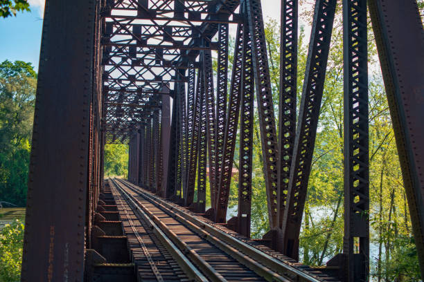 istock Vintage railway trestle crossing the river 1044592166