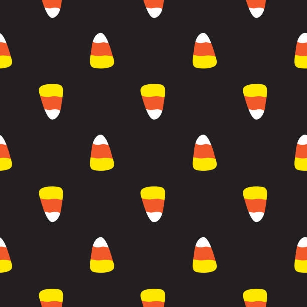 illustrazioni stock, clip art, cartoni animati e icone di tendenza di halloween candy corn seamless pattern - halloween candy candy corn backgrounds