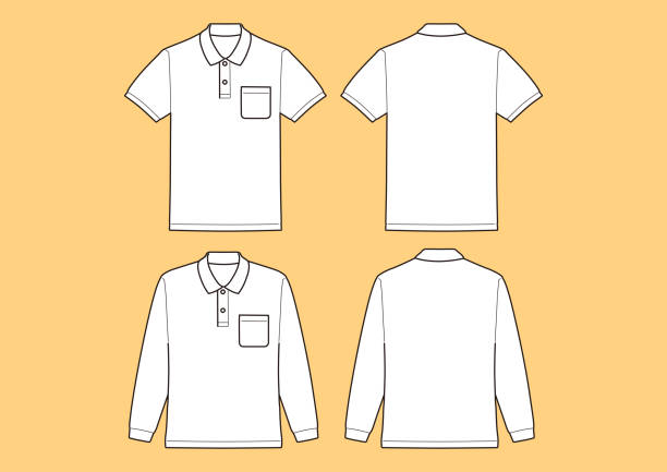 polo-shirt kurzarm, langarm vorlage, vektor-illustration - polo shirt shirt clothing textile stock-grafiken, -clipart, -cartoons und -symbole
