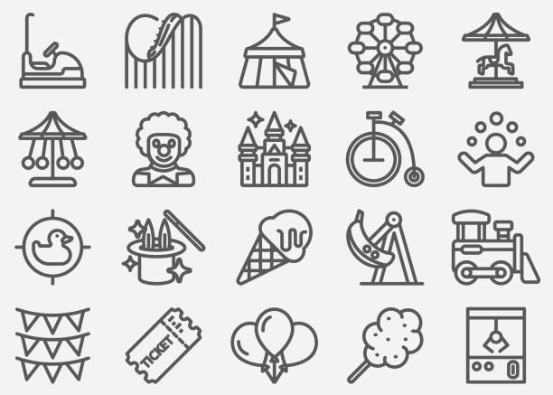 Amusement Park Line Icons Amusement Park Line Icons amusement park stock illustrations