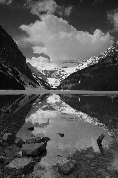 istock Lake Louise in black and white 104461664