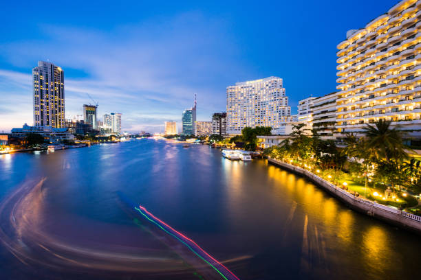 istock river night view at sunset in Bangkok 1044617172