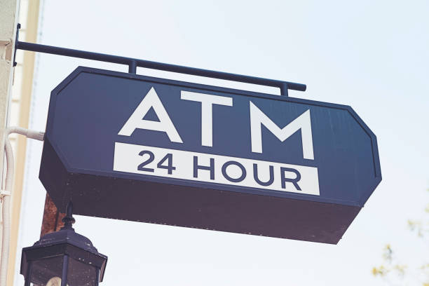 istock Close-up view of an ATM sign 1044617770