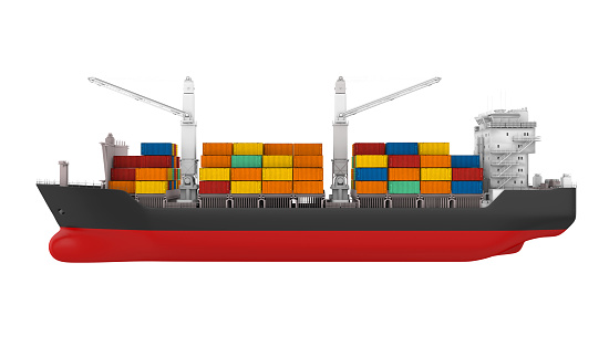 Container Ship isolated on white background. 3D render