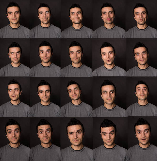 faces of young man - humor asking nerd men imagens e fotografias de stock