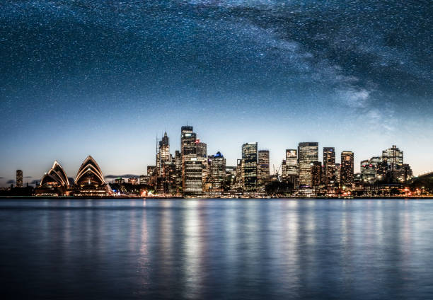 istock Sydney harbor at a starry night 1044631544