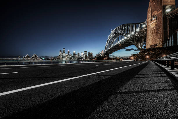 istock empty motorway travel under Sydney Harbor Bridge,Australia 1044631562