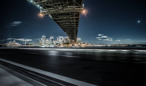 istock blurred motion highway travel under Sydney Harbor Bridge,Australia 1044631716