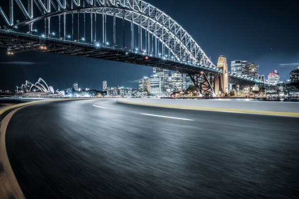 istock blurred motion highway travel under Sydney Harbor Bridge,Australia 1044631900