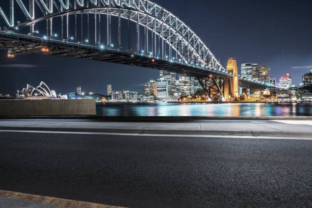 istock empty road by Sydney Harbor Bridge,Australia 1044631904