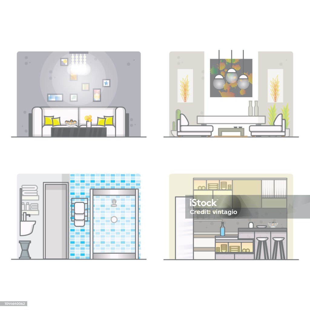 Interior Design Stock Illustration - Download Image Now - Art, Blue ...