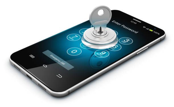 concetto di sicurezza per smartphone o telefoni cellulari - showing buying paying clipping path foto e immagini stock