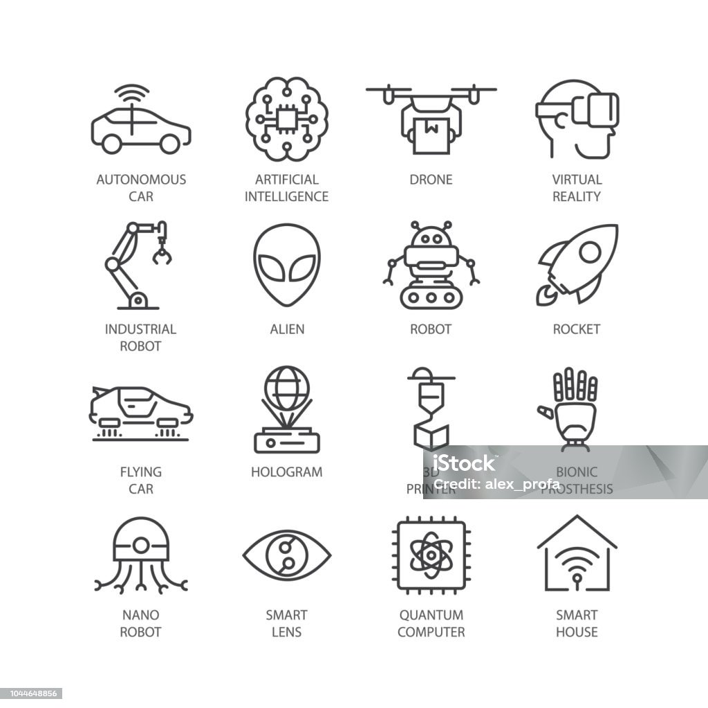 Set of future icons. Set of future icons. For your design, logo. Vector illustration. Icon Symbol stock vector
