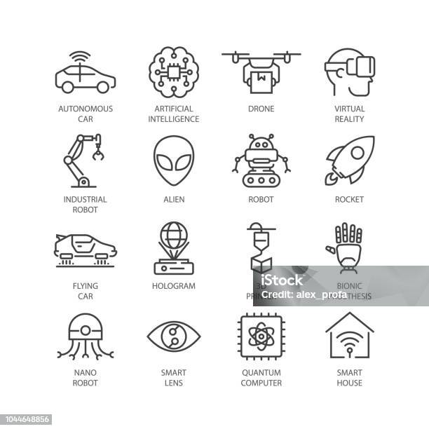 Set Of Future Icons Stock Illustration - Download Image Now - Icon Symbol, Alien, Artificial Intelligence