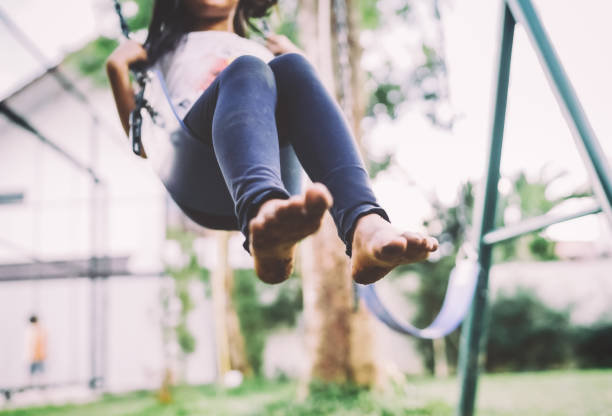 girl swing in playground of Thailand