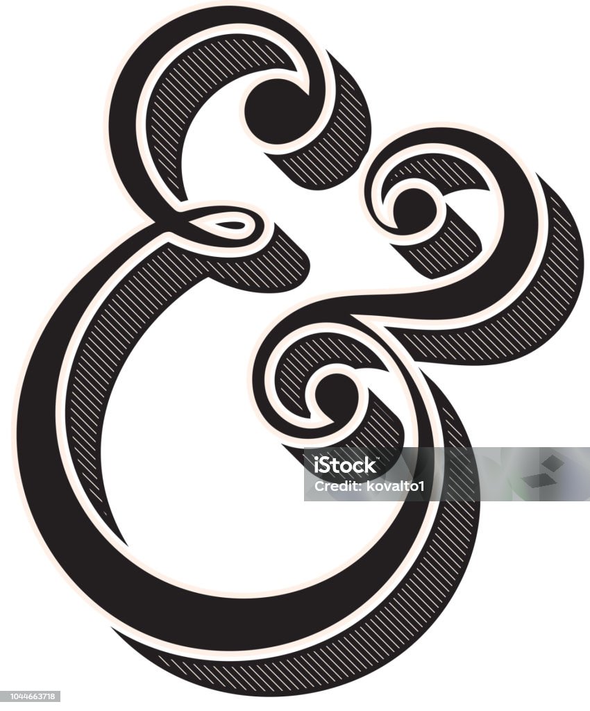 Ampersand icon, vintage style Vector illustration isolated on white background Ampersand stock vector