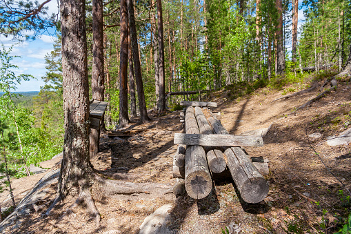 Resting place on the slope of the Lynx mountain in Karelia