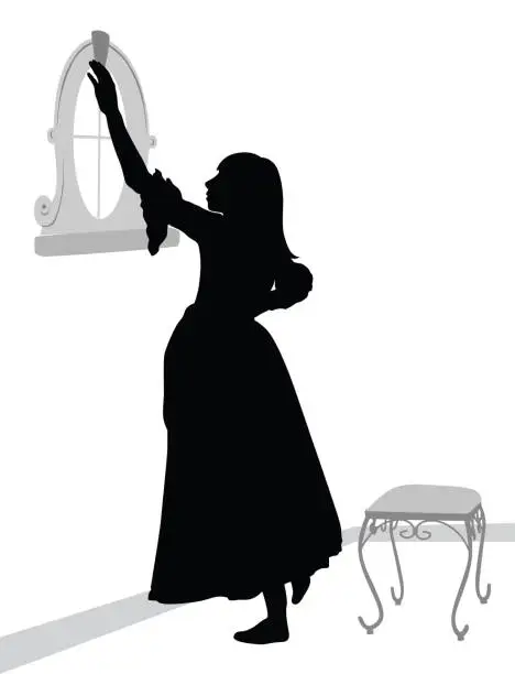 Vector illustration of Little Girl In Period Dress