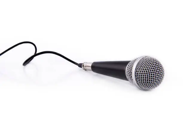 Photo of Black Microphone isolated on white background