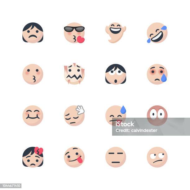 Cute Emoticons Set Stock Illustration - Download Image Now - Anger, Awe, Brand Name Online Messaging Platform