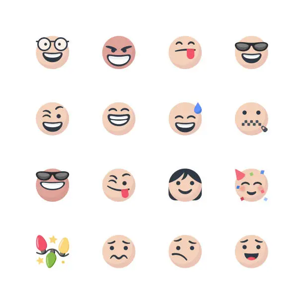 Vector illustration of Cute emoticons set