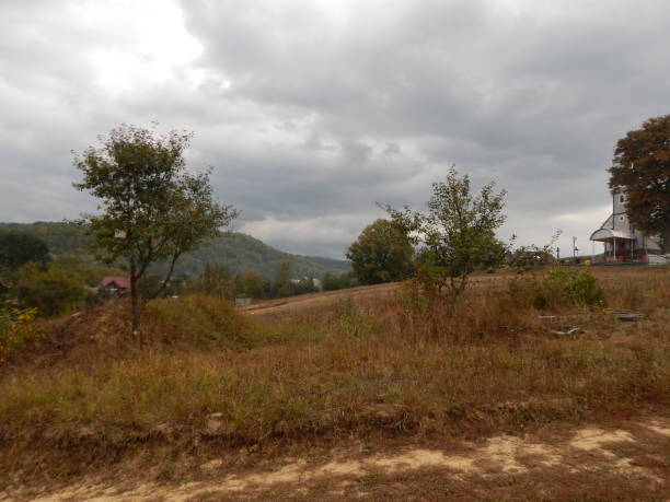 istock Mountain panorama, landscape and buildings 1044672094